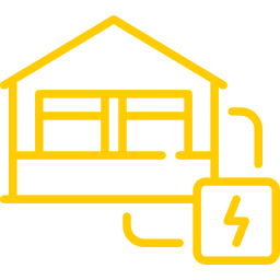 An icon depicting a house being supplied electricity.