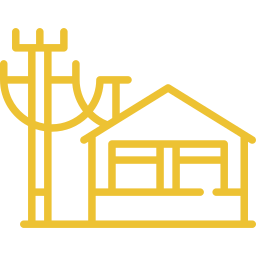 An icon depicting a house being supplied electricity.